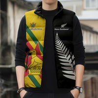 Custom New Zealand and Zimbabwe Sleeveless Puffer Jacket NZ Fern Zim Flag Half Style LT14 - Polynesian Pride