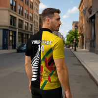 Custom New Zealand and Zimbabwe Zipper Polo Shirt NZ Fern Zim Flag Half Style