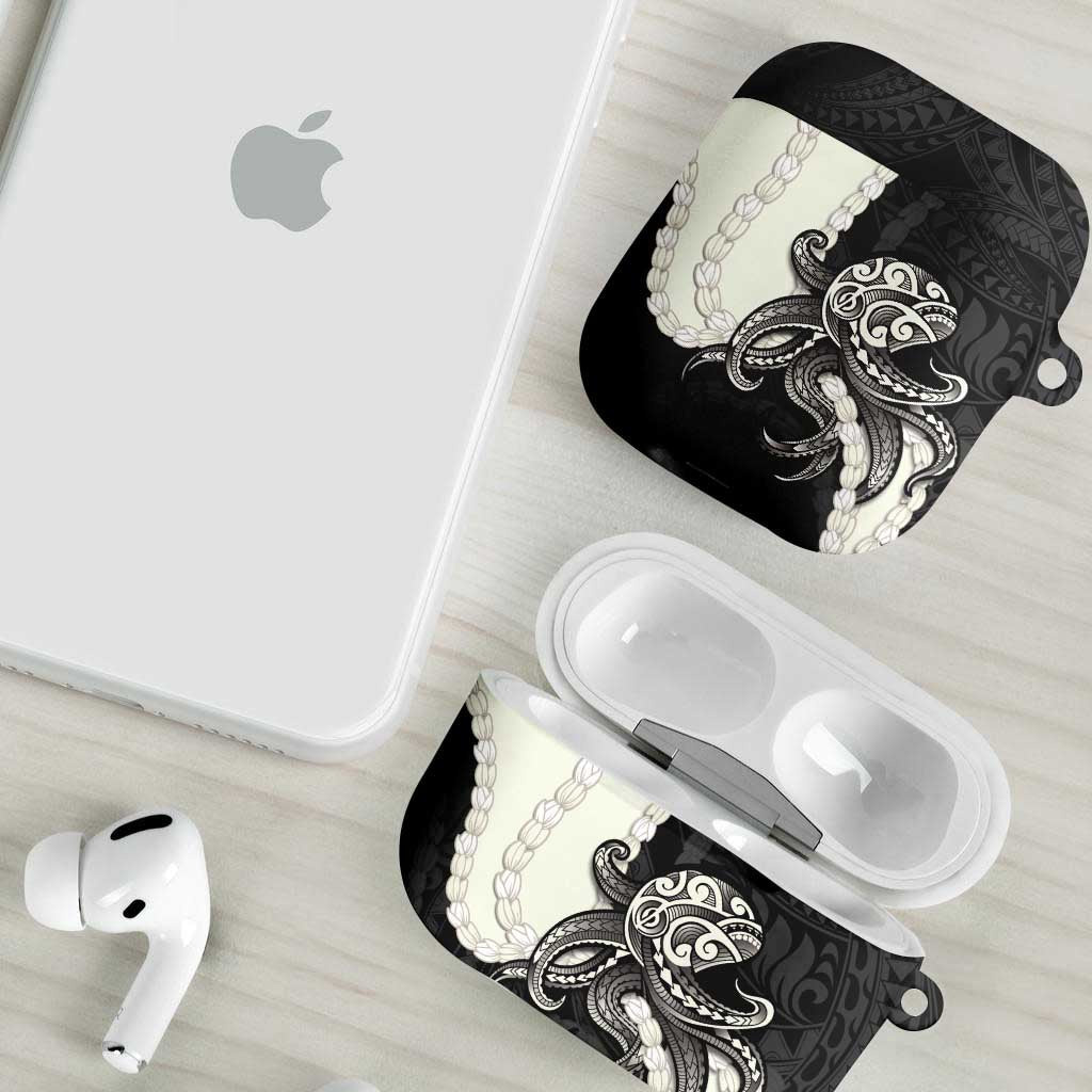 Black Polynesia Tribal Octopus Tattoo AirPods Case Pikake Lei Polynesian Pattern