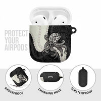 Black Polynesia Tribal Octopus Tattoo AirPods Case Pikake Lei Polynesian Pattern
