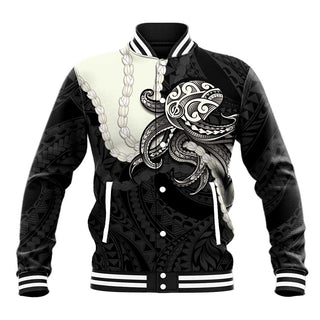 Black Polynesia Tribal Octopus Tattoo Baseball Jacket Pikake Lei Polynesian Pattern LT14 - Unisex / S / Black