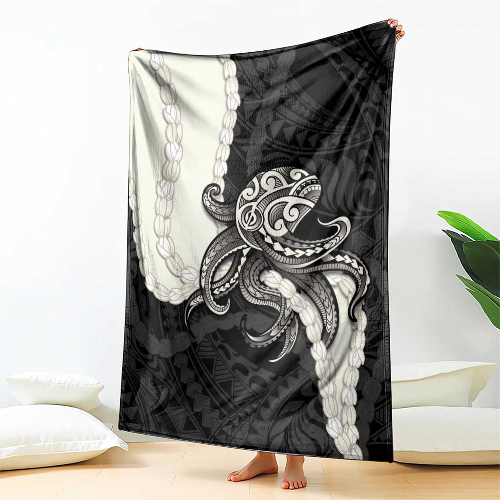 Black Polynesia Tribal Octopus Tattoo Blanket Pikake Lei Polynesian Pattern