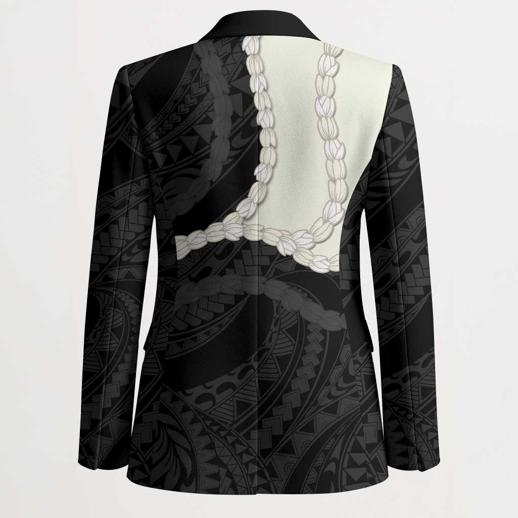 Black Polynesia Tribal Octopus Tattoo Blazer Pikake Lei Polynesian Pattern