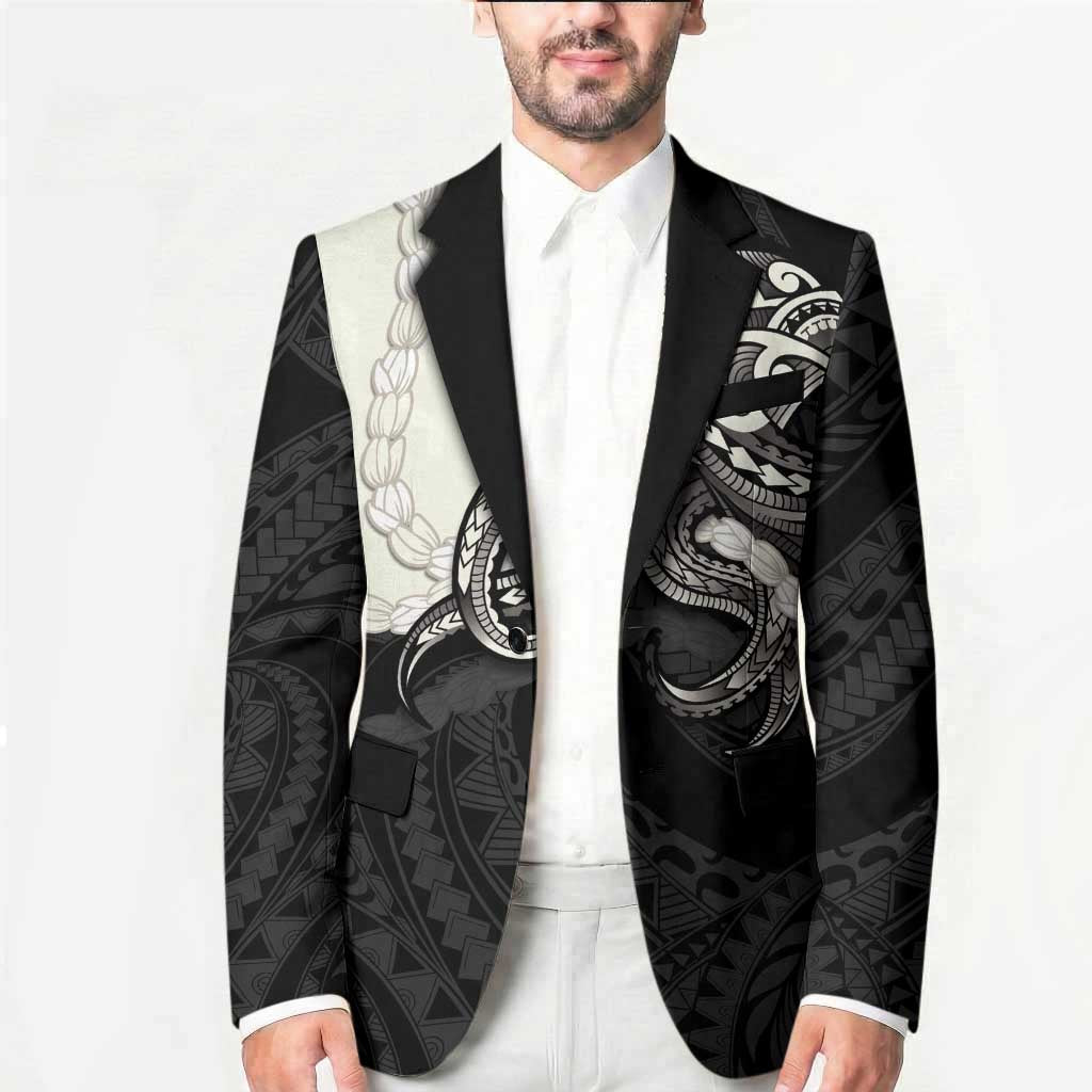 Black Polynesia Tribal Octopus Tattoo Blazer Pikake Lei Polynesian Pattern
