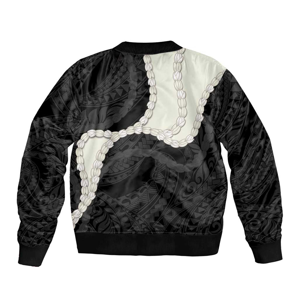 Black Polynesia Tribal Octopus Tattoo Bomber Jacket Pikake Lei Polynesian Pattern
