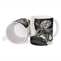 Black Polynesia Tribal Octopus Tattoo Ceramic Mug Pikake Lei Polynesian Pattern