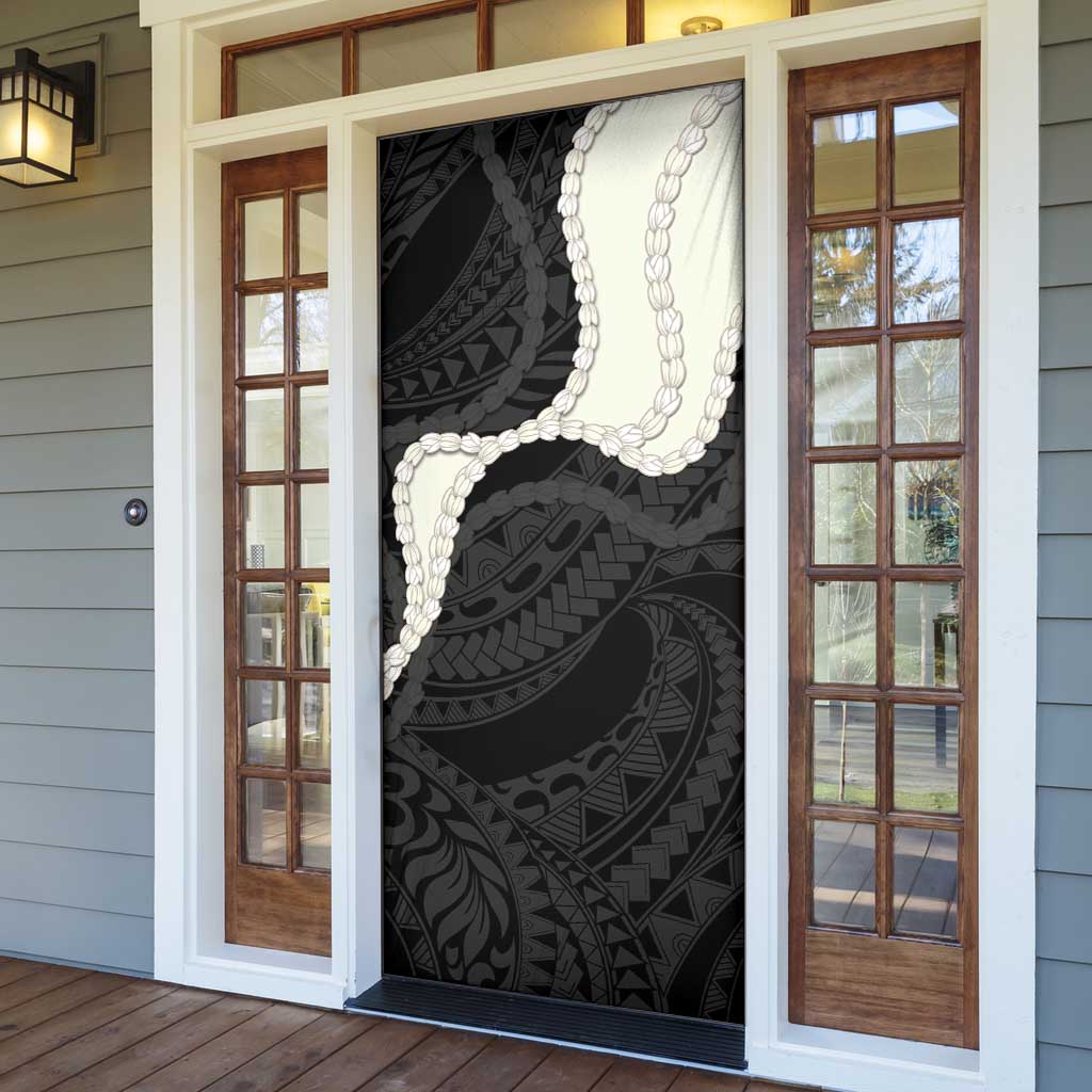Black Polynesia Tribal Octopus Tattoo Door Cover Pikake Lei Polynesian Pattern