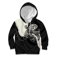 Black Polynesia Tribal Octopus Tattoo Kid Hoodie Pikake Lei Polynesian Pattern