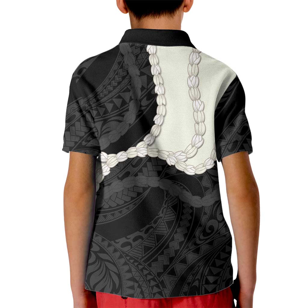 Black Polynesia Tribal Octopus Tattoo Kid Polo Shirt Pikake Lei Polynesian Pattern