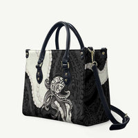 Black Polynesia Tribal Octopus Tattoo Leather Bag Pikake Lei Polynesian Pattern