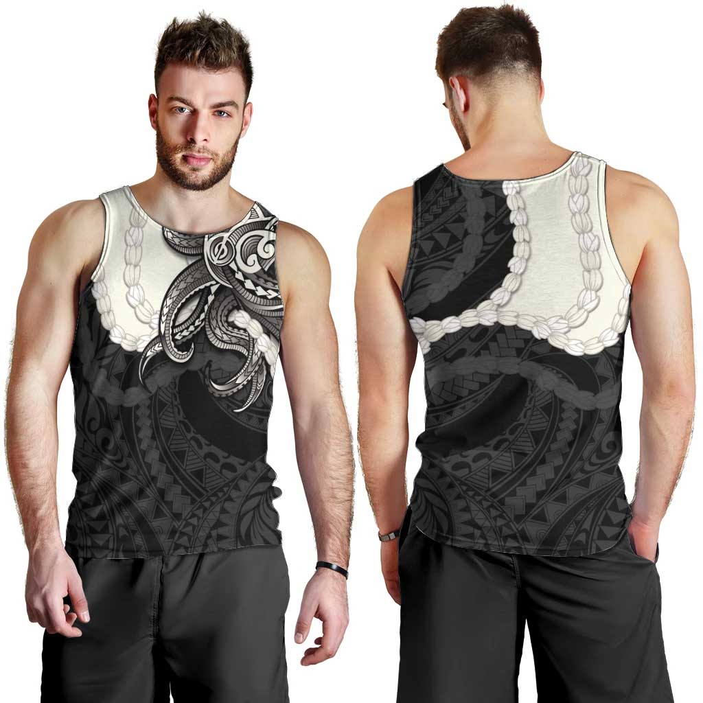 Black Polynesia Tribal Octopus Tattoo Men Tank Top Pikake Lei Polynesian Pattern