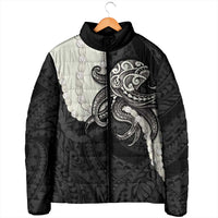 Black Polynesia Tribal Octopus Tattoo Padded Jacket Pikake Lei Polynesian Pattern