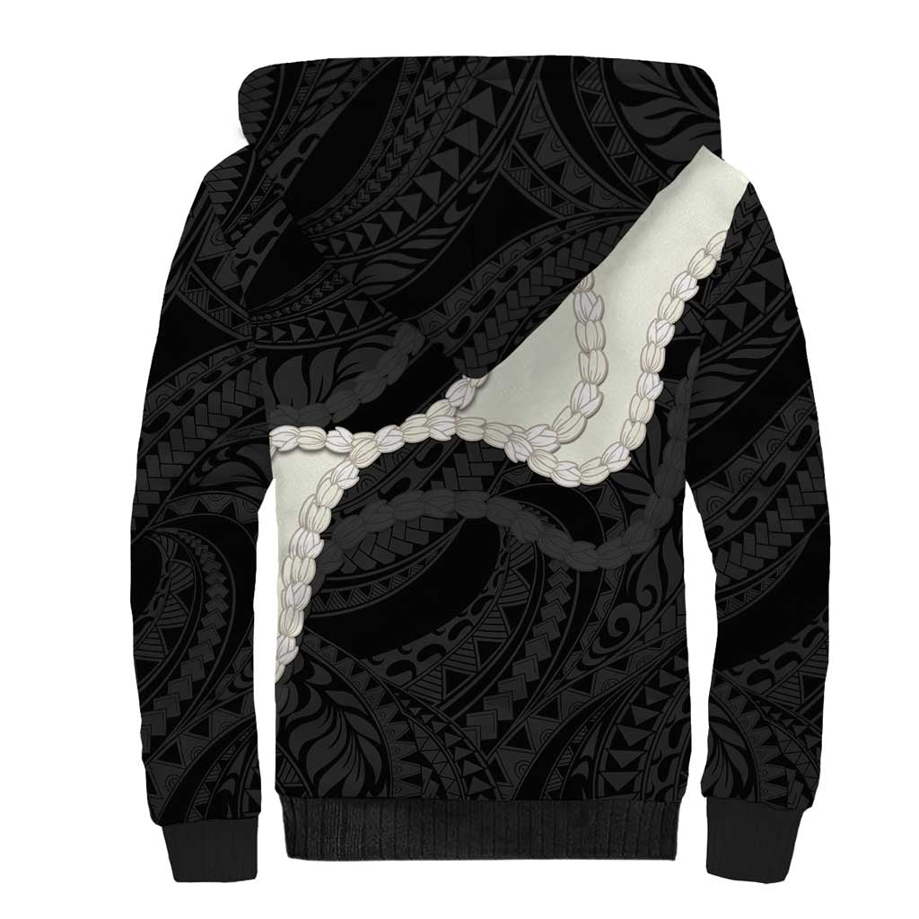 Black Polynesia Tribal Octopus Tattoo Sherpa Hoodie Pikake Lei Polynesian Pattern