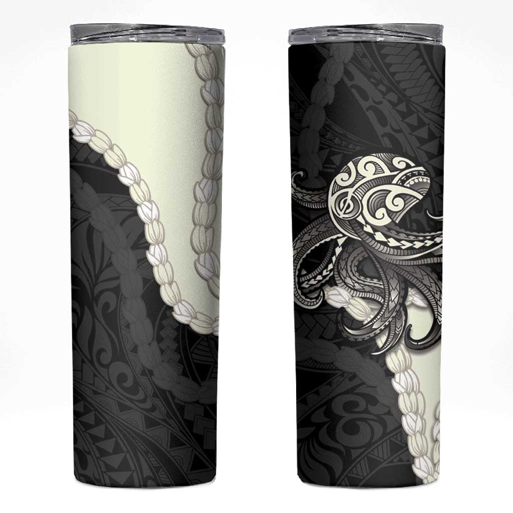 Black Polynesia Tribal Octopus Tattoo Skinny Tumbler Pikake Lei Polynesian Pattern