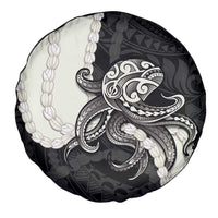 Black Polynesia Tribal Octopus Tattoo Spare Tire Cover Pikake Lei Polynesian Pattern