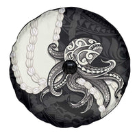 Black Polynesia Tribal Octopus Tattoo Spare Tire Cover Pikake Lei Polynesian Pattern