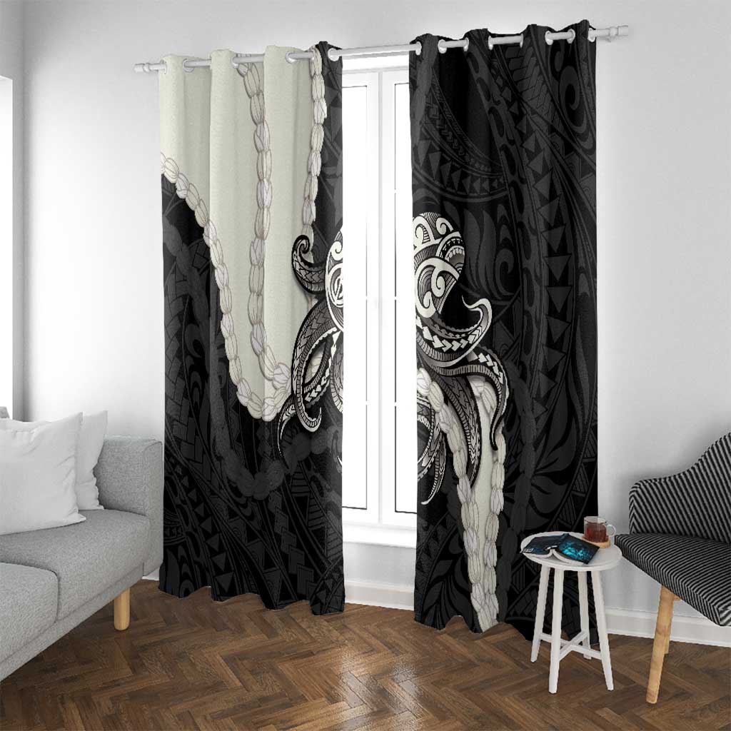 Black Polynesia Tribal Octopus Tattoo Window Curtain Pikake Lei Polynesian Pattern