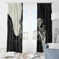 Black Polynesia Tribal Octopus Tattoo Window Curtain Pikake Lei Polynesian Pattern