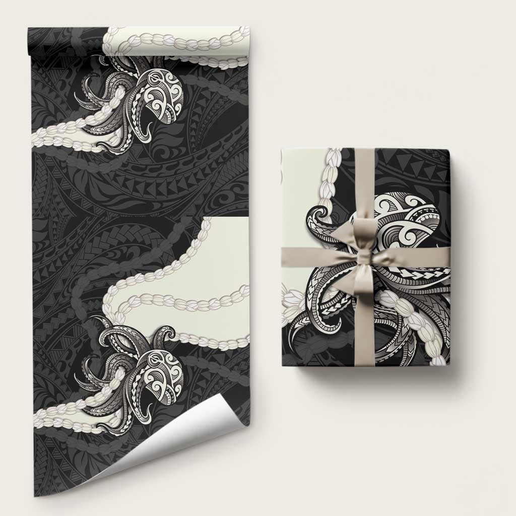 Black Polynesia Tribal Octopus Tattoo Wrapping Paper Pikake Lei Polynesian Pattern
