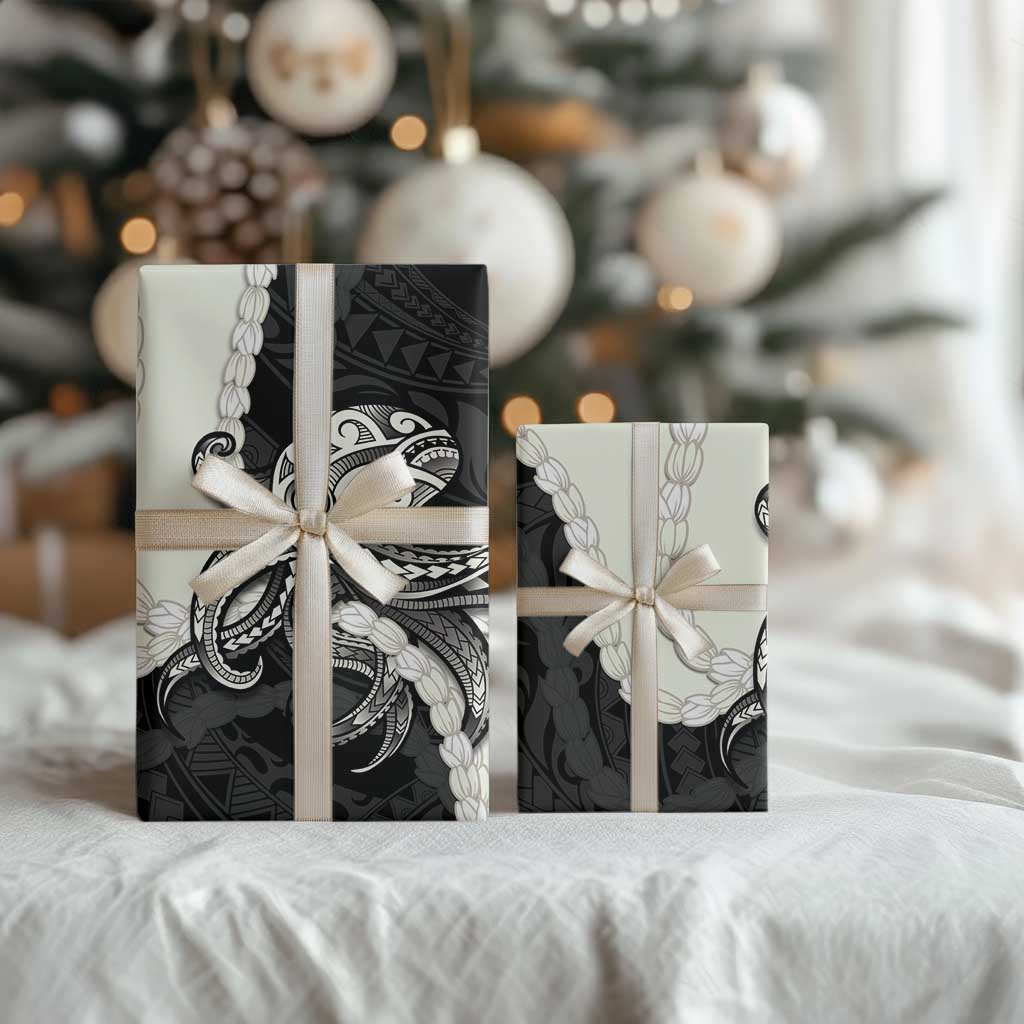 Black Polynesia Tribal Octopus Tattoo Wrapping Paper Pikake Lei Polynesian Pattern