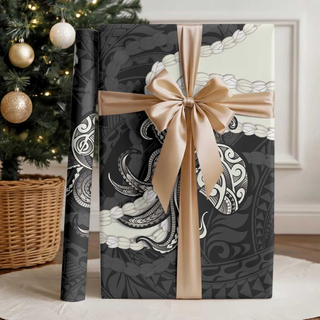 Black Polynesia Tribal Octopus Tattoo Wrapping Paper Pikake Lei Polynesian Pattern