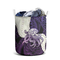 Purple Galaxy Polynesia Tribal Octopus Tattoo Laundry Basket Pikake Lei Polynesian Pattern