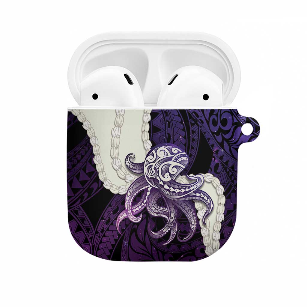 Purple Galaxy Polynesia Tribal Octopus Tattoo AirPods Case Pikake Lei Polynesian Pattern