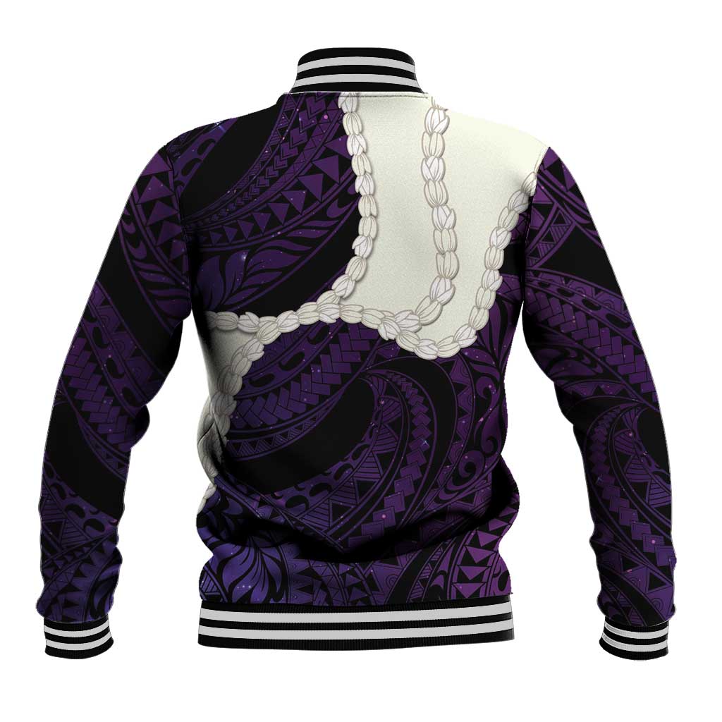 Purple Galaxy Polynesia Tribal Octopus Tattoo Baseball Jacket Pikake Lei Polynesian Pattern