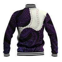 Purple Galaxy Polynesia Tribal Octopus Tattoo Baseball Jacket Pikake Lei Polynesian Pattern