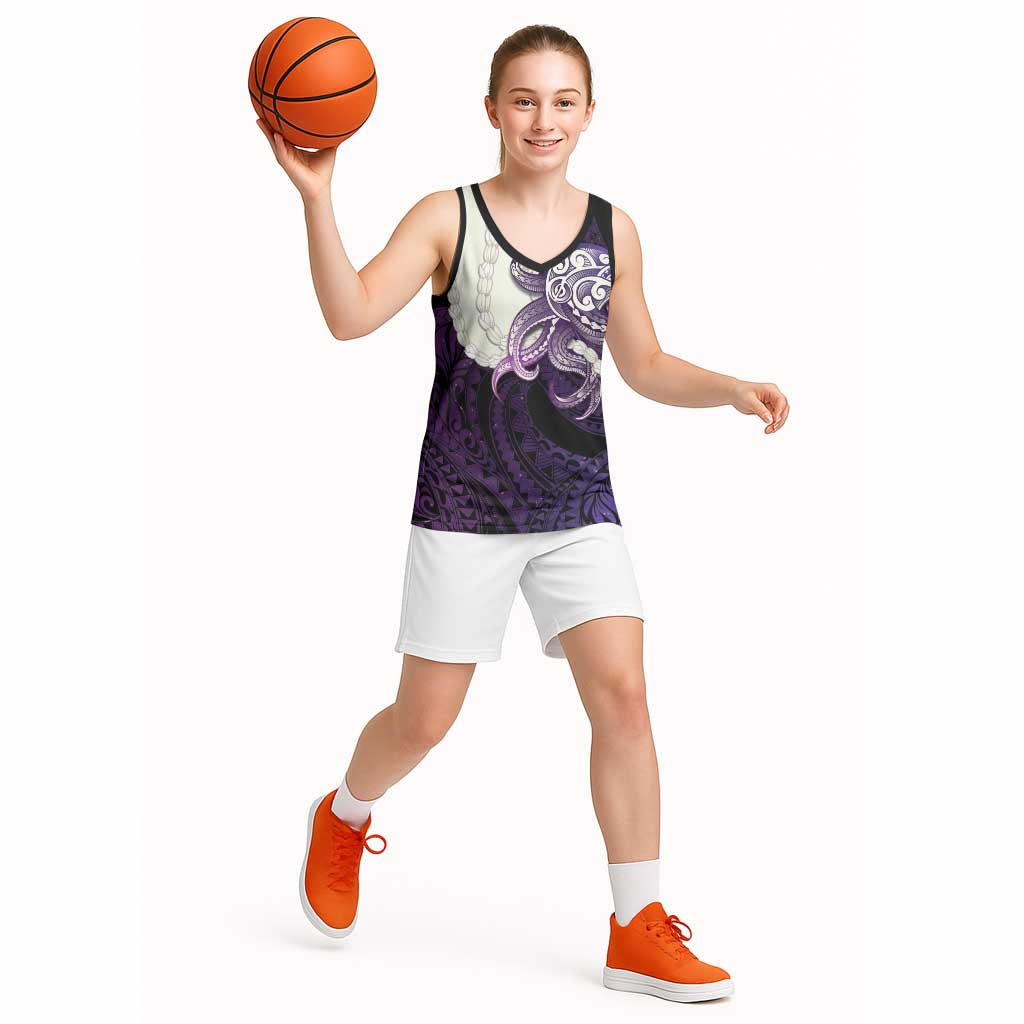 Purple Galaxy Polynesia Tribal Octopus Tattoo Basketball Jersey Pikake Lei Polynesian Pattern