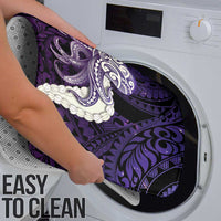 Purple Galaxy Polynesia Tribal Octopus Tattoo Bathroom Set Pikake Lei Polynesian Pattern