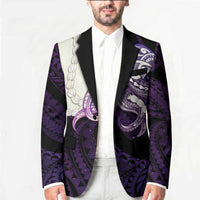 Purple Galaxy Polynesia Tribal Octopus Tattoo Blazer Pikake Lei Polynesian Pattern