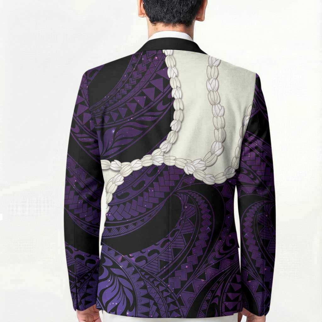 Purple Galaxy Polynesia Tribal Octopus Tattoo Blazer Pikake Lei Polynesian Pattern