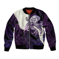 Purple Galaxy Polynesia Tribal Octopus Tattoo Bomber Jacket Pikake Lei Polynesian Pattern