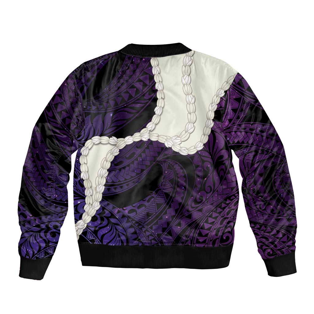 Purple Galaxy Polynesia Tribal Octopus Tattoo Bomber Jacket Pikake Lei Polynesian Pattern