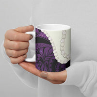 Purple Galaxy Polynesia Tribal Octopus Tattoo Ceramic Mug Pikake Lei Polynesian Pattern