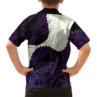 Purple Galaxy Polynesia Tribal Octopus Tattoo Family Matching Long Sleeve Bodycon Dress and Hawaiian Shirt Pikake Lei Polynesian Pattern