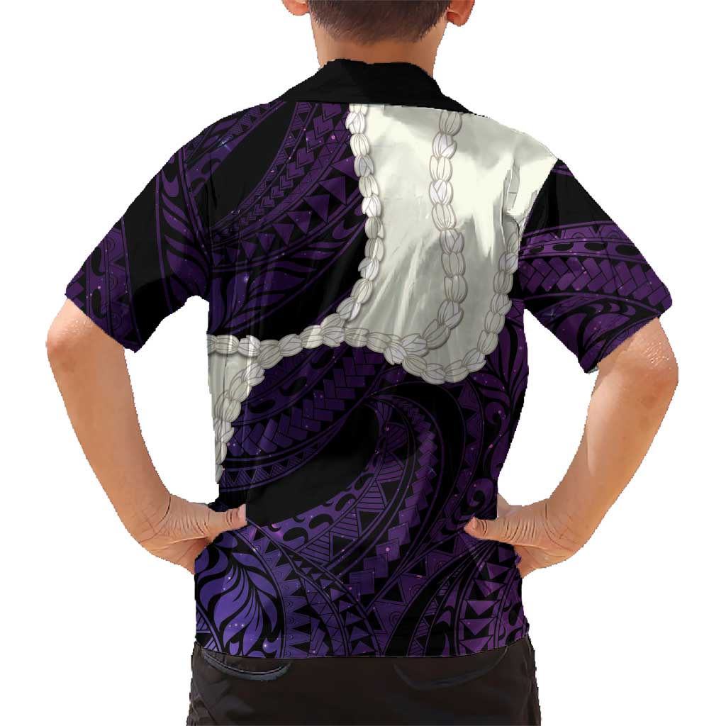 Purple Galaxy Polynesia Tribal Octopus Tattoo Family Matching Mermaid Dress and Hawaiian Shirt Pikake Lei Polynesian Pattern
