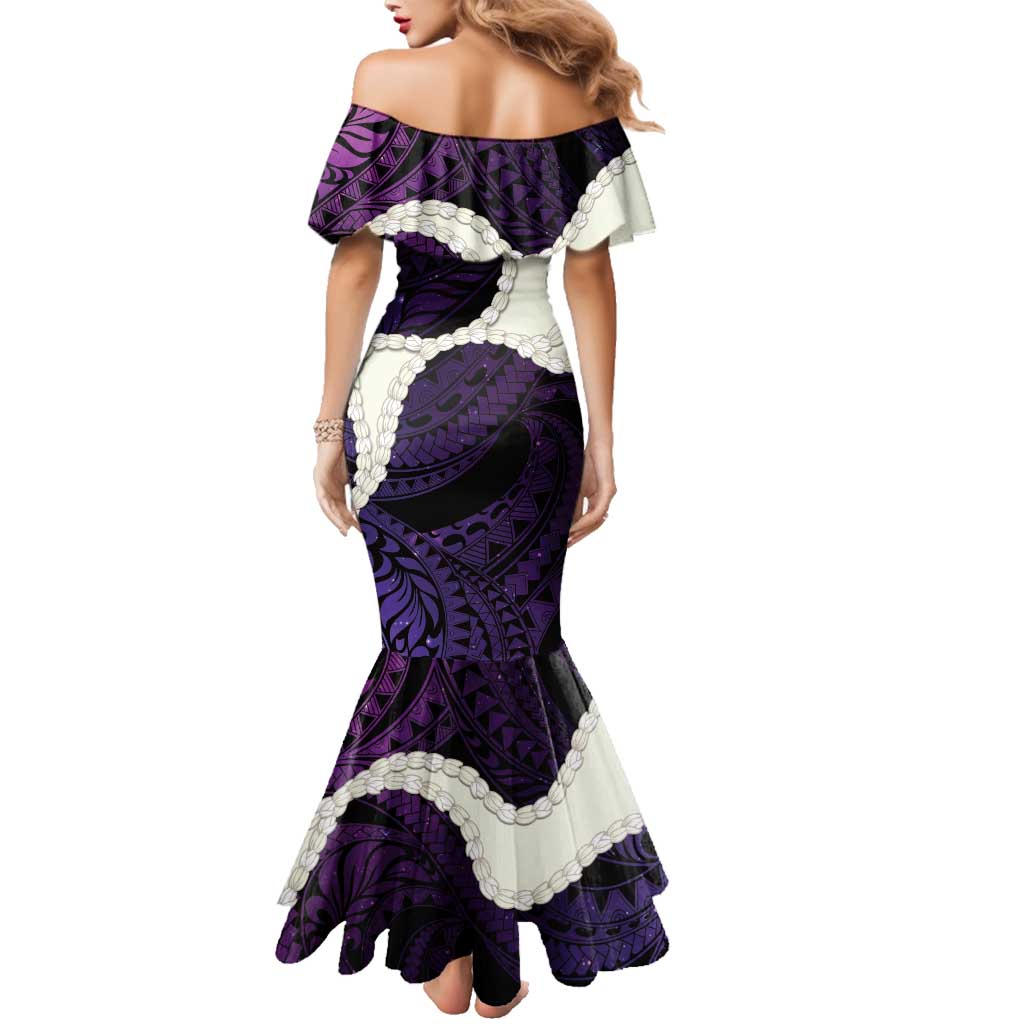 Purple Galaxy Polynesia Tribal Octopus Tattoo Family Matching Mermaid Dress and Hawaiian Shirt Pikake Lei Polynesian Pattern