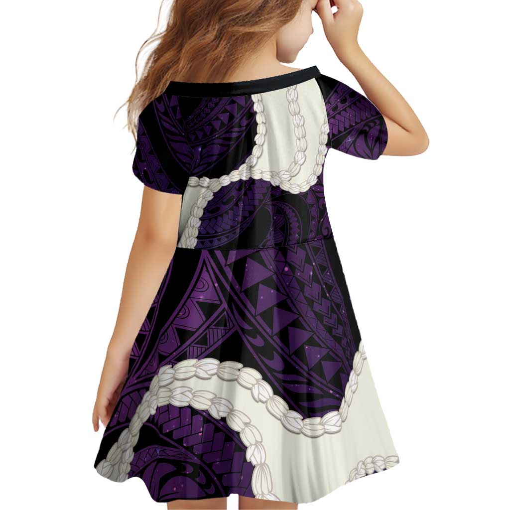 Purple Galaxy Polynesia Tribal Octopus Tattoo Family Matching Off Shoulder Short Dress and Hawaiian Shirt Pikake Lei Polynesian Pattern