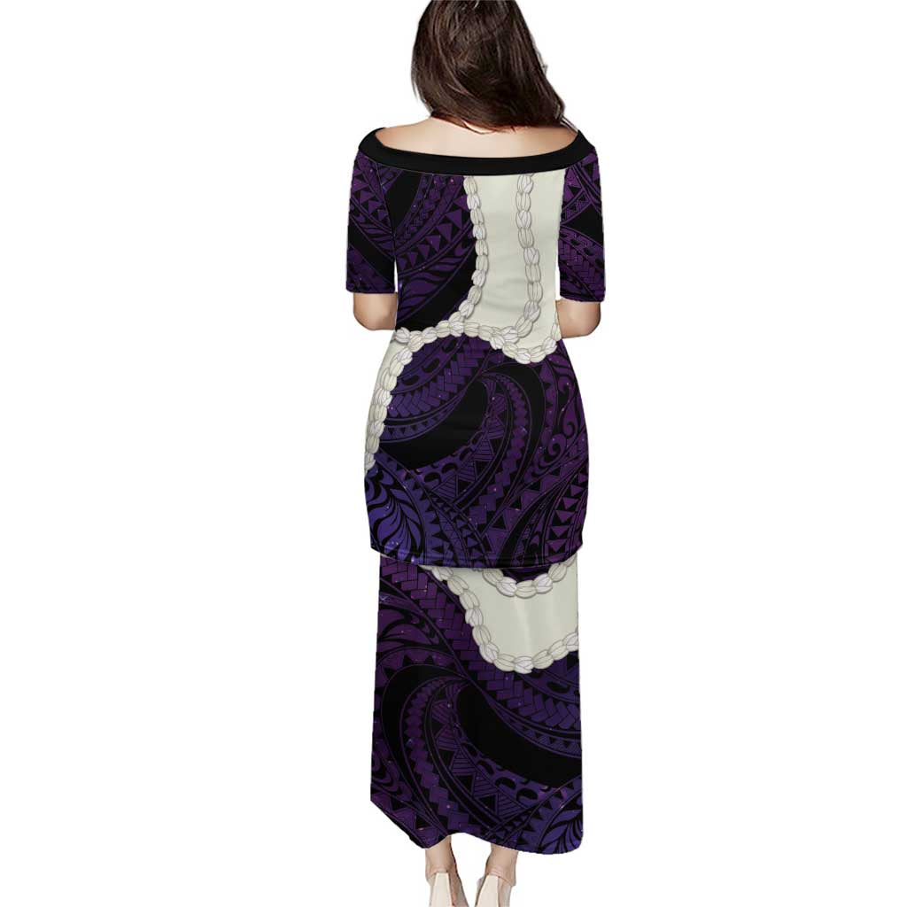 Purple Galaxy Polynesia Tribal Octopus Tattoo Family Matching Puletasi and Hawaiian Shirt Pikake Lei Polynesian Pattern