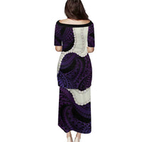 Purple Galaxy Polynesia Tribal Octopus Tattoo Family Matching Puletasi and Hawaiian Shirt Pikake Lei Polynesian Pattern