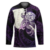 Purple Galaxy Polynesia Tribal Octopus Tattoo Hockey Jersey Pikake Lei Polynesian Pattern