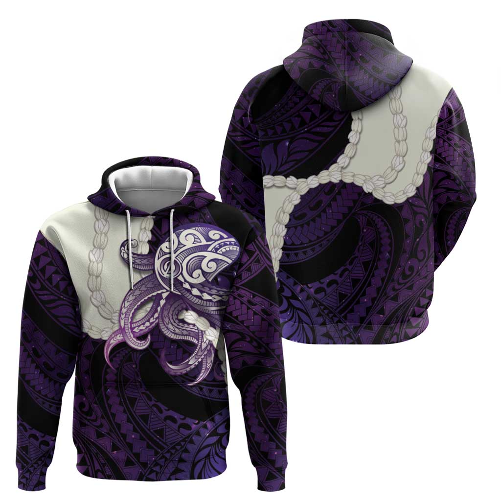 Purple Galaxy Polynesia Tribal Octopus Tattoo Hoodie Pikake Lei Polynesian Pattern