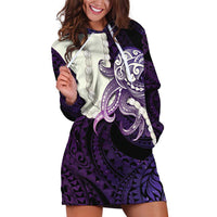 Purple Galaxy Polynesia Tribal Octopus Tattoo Hoodie Dress Pikake Lei Polynesian Pattern LT14 Purple - Polynesian Pride