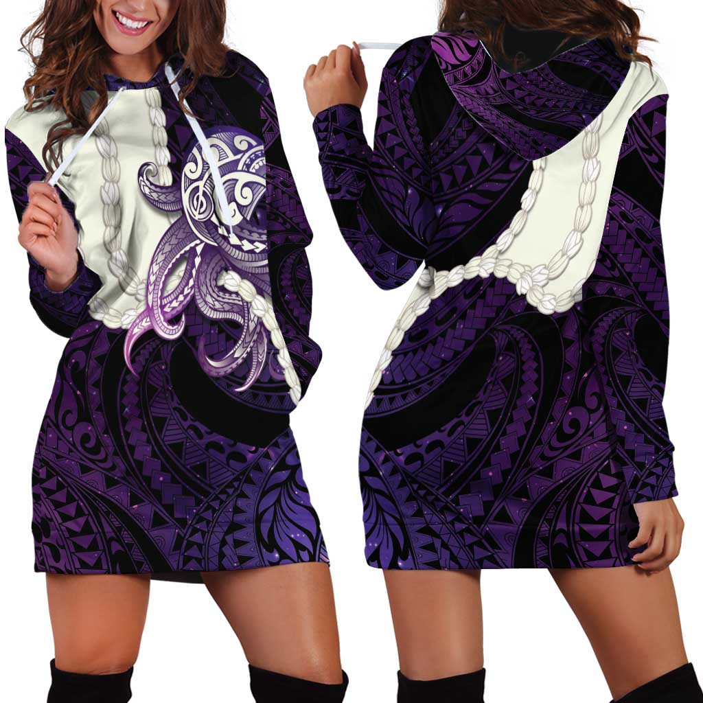 Purple Galaxy Polynesia Tribal Octopus Tattoo Hoodie Dress Pikake Lei Polynesian Pattern LT14 - Polynesian Pride