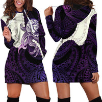 Purple Galaxy Polynesia Tribal Octopus Tattoo Hoodie Dress Pikake Lei Polynesian Pattern LT14 - Polynesian Pride