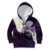Purple Galaxy Polynesia Tribal Octopus Tattoo Kid Hoodie Pikake Lei Polynesian Pattern