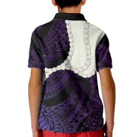 Purple Galaxy Polynesia Tribal Octopus Tattoo Kid Polo Shirt Pikake Lei Polynesian Pattern