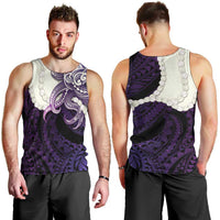 Purple Galaxy Polynesia Tribal Octopus Tattoo Men Tank Top Pikake Lei Polynesian Pattern